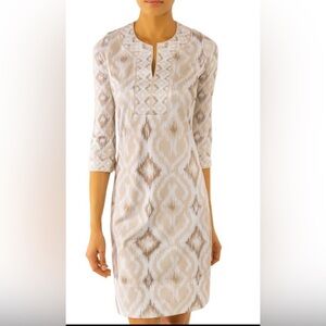 Gretchen Scott Designs Beige and White Dress